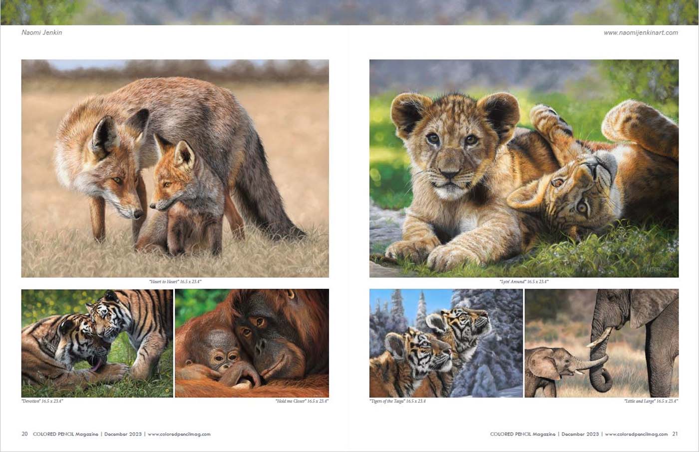 Selection of wildlife art paintings by Naomi Jenkin.