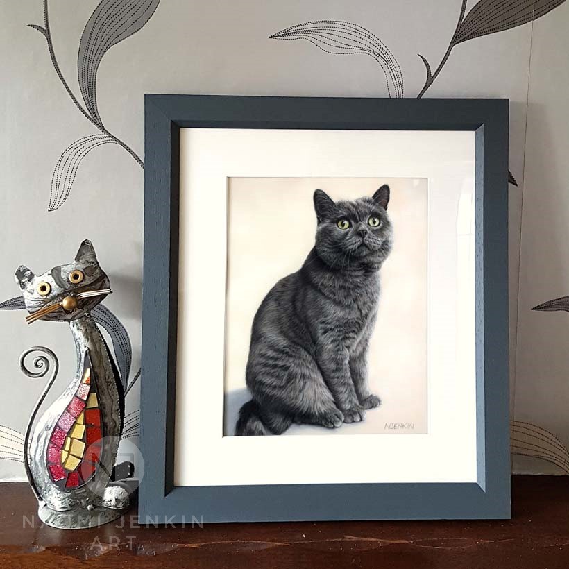 Cat portrait by pet portrait artist Naomi Jenkin Art. 