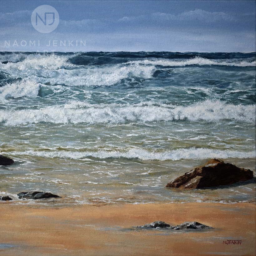 Seascape oil painting by Naomi Jenkin Art. 