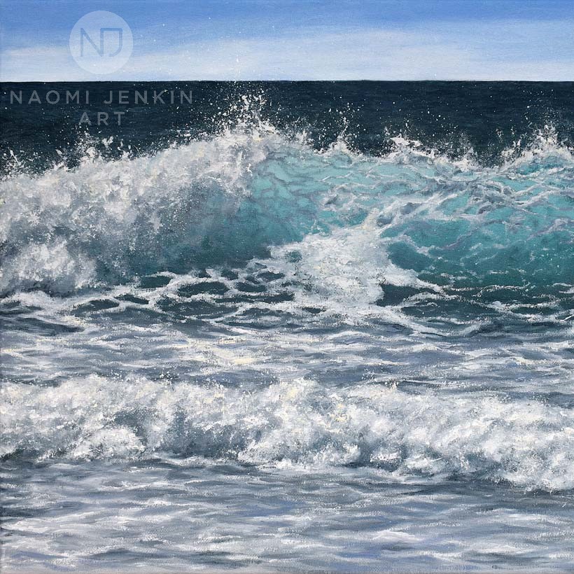 Seascape oil painting by Naomi Jenkin Art. 