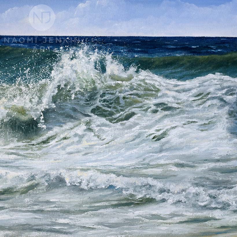 Seascape oil painting by Naomi Jenkin Art. 