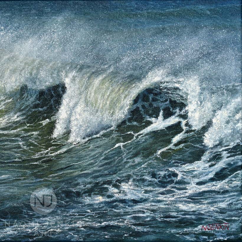 Seascape oil painting by Naomi Jenkin Art. 
