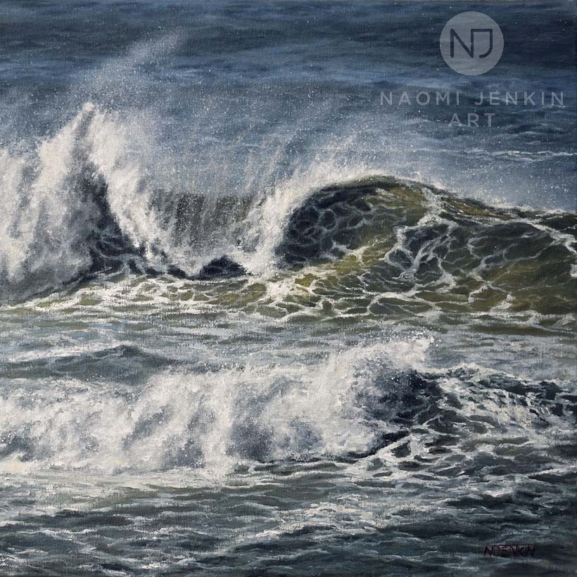 Seascape oil painting by Naomi Jenkin Art. 
