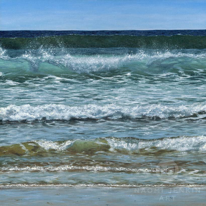 Seascape oil painting by Naomi Jenkin Art. 