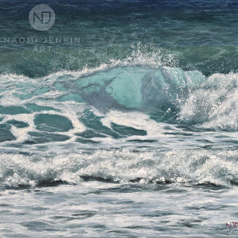 Seascape oil painting by Naomi Jenkin Art. 