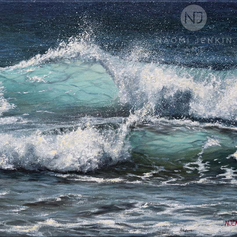 Seascape oil painting by Naomi Jenkin Art. 
