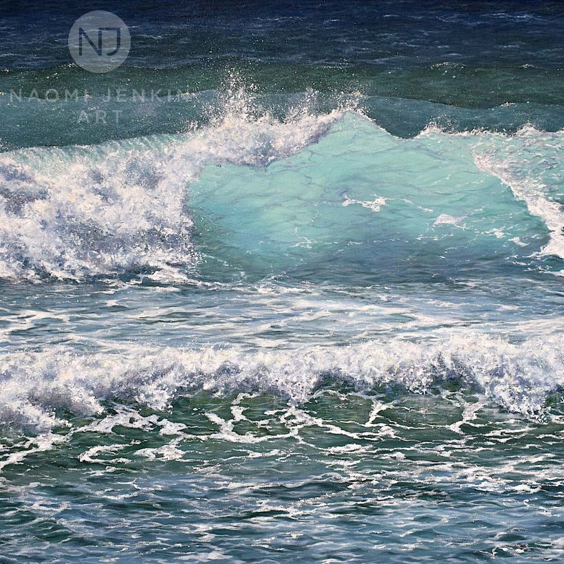 Seascape oil painting by Naomi Jenkin Art. 