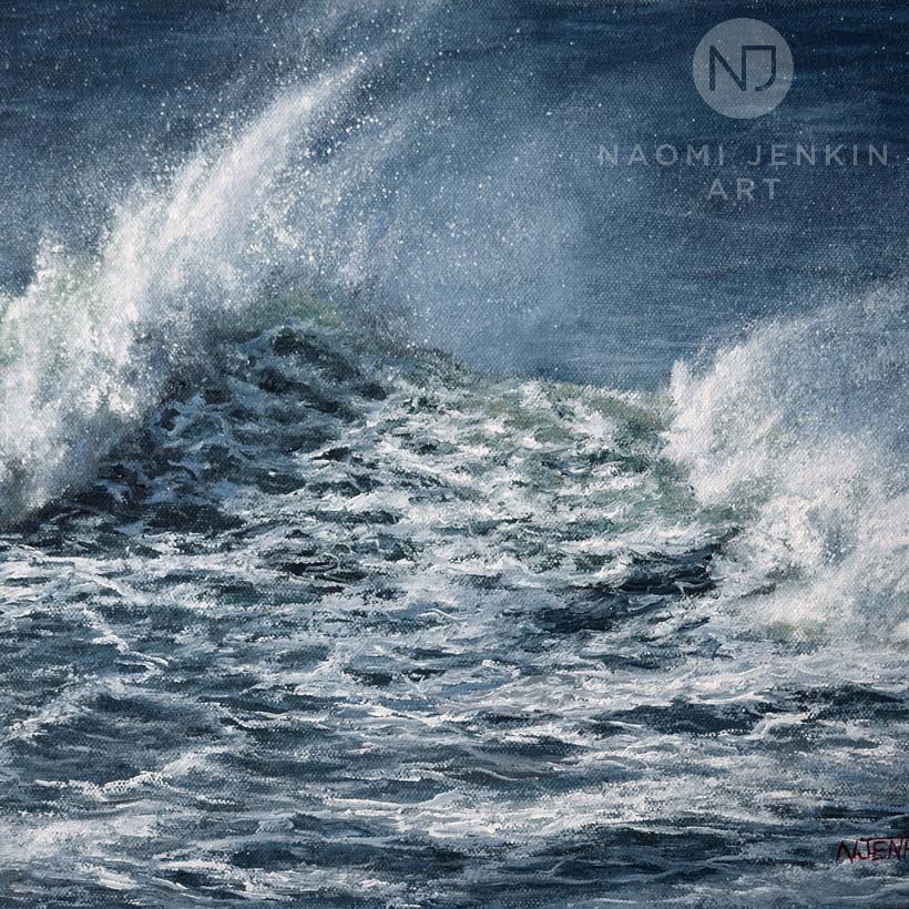 Seascape oil painting by Naomi Jenkin Art. 