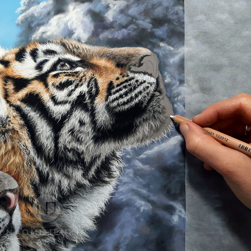 Amur tiger painting by wildlife artist Naomi Jenkin.