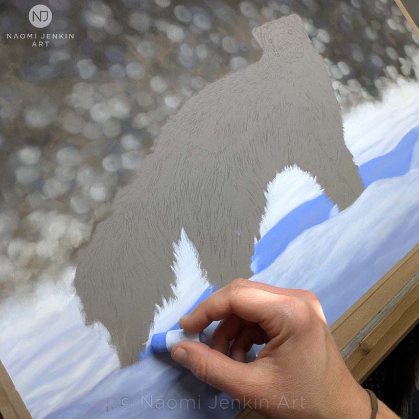Bespoke wildlife painting of a wolverine by Naomi Jenkin