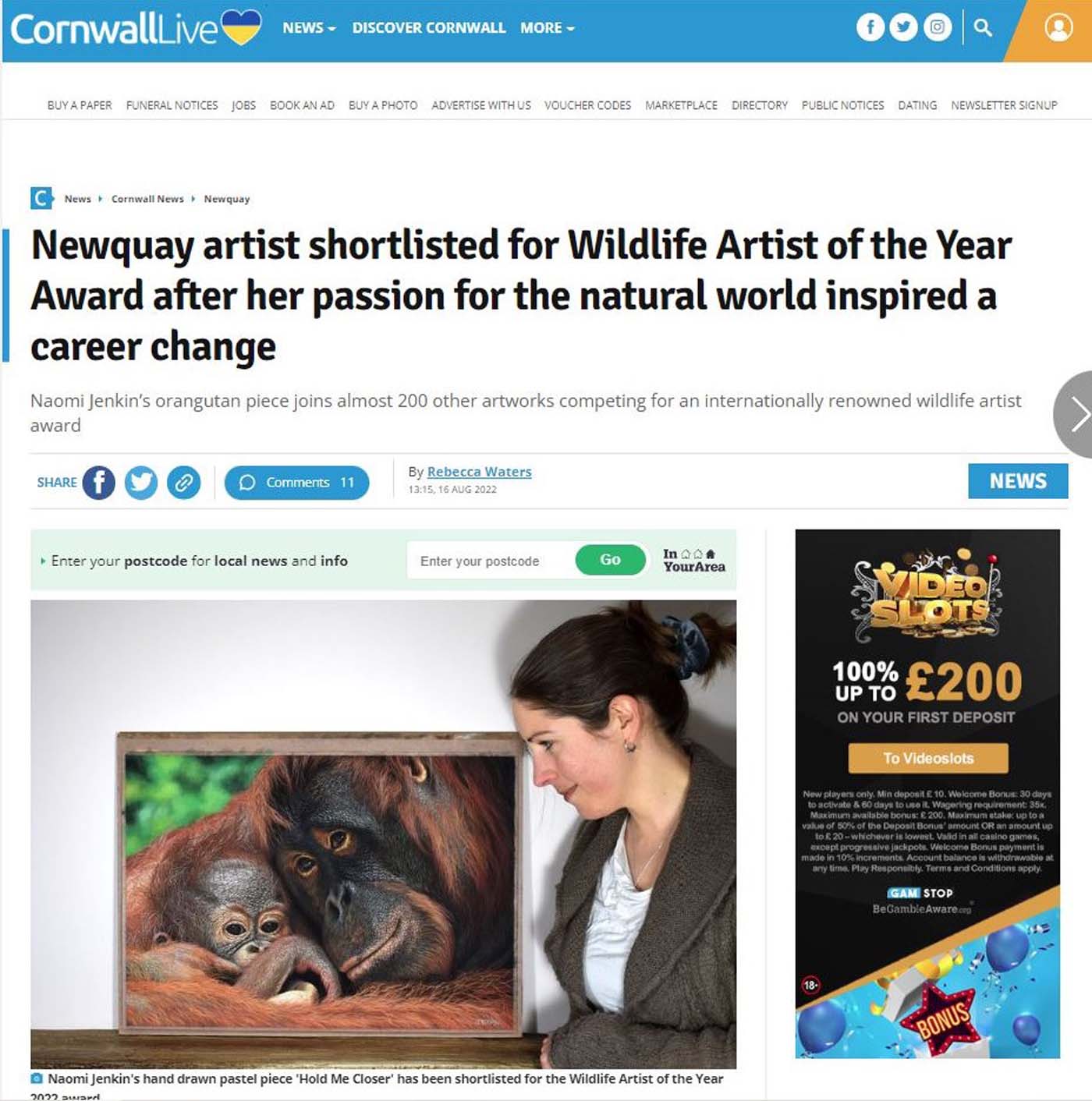Article in Cornwall Live | Blog post by Naomi Jenkin Art