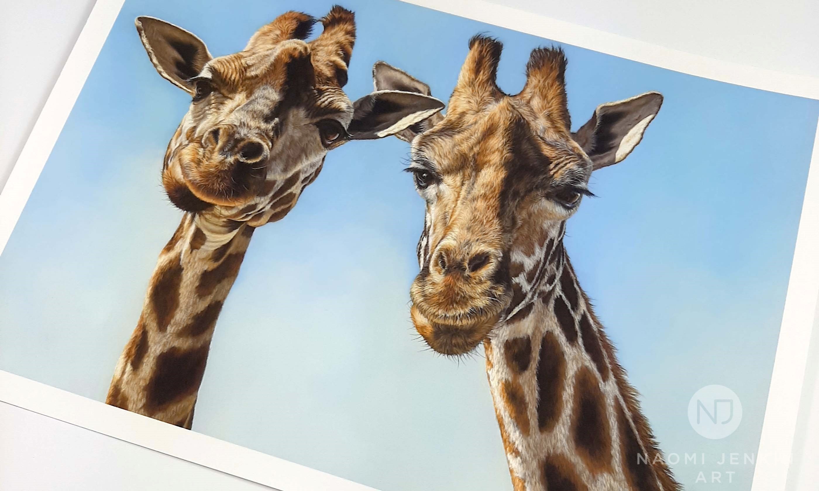 Fine art print of giraffe painting by wildlife artist Naomi Jenkin. 