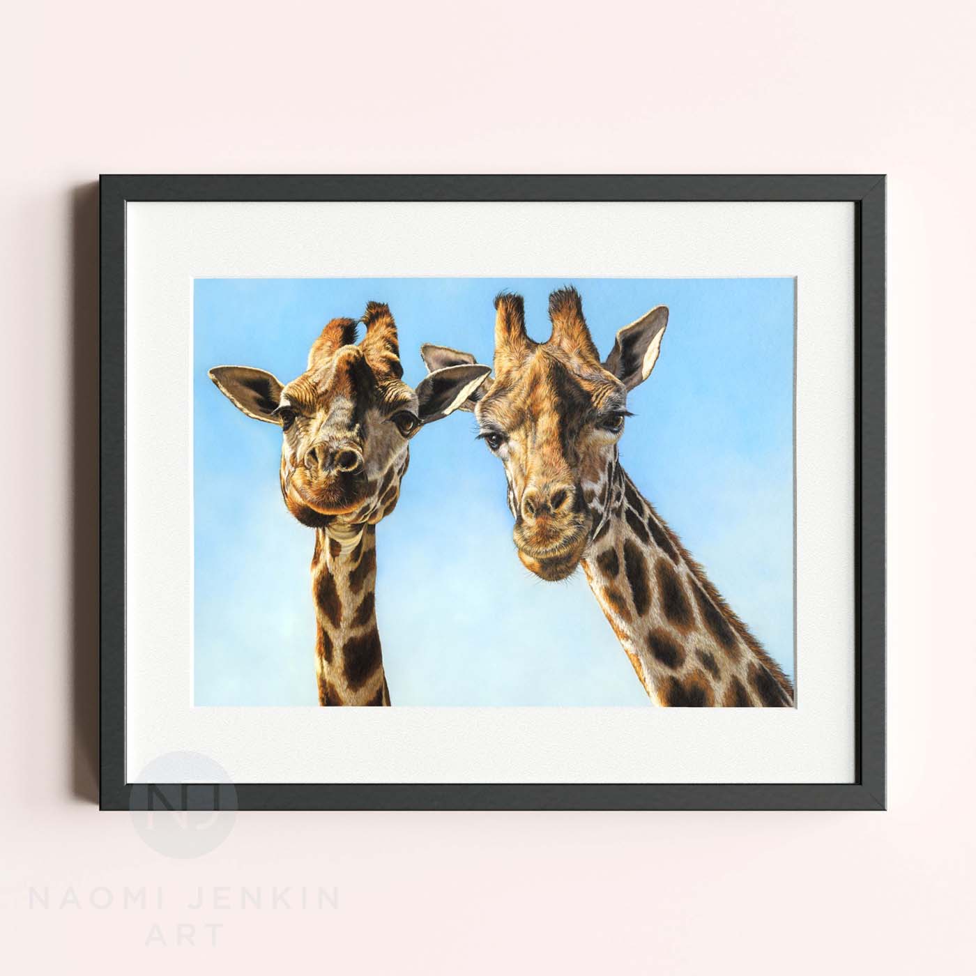 Giraffe art print by wildlife artist Naomi Jenkin. 