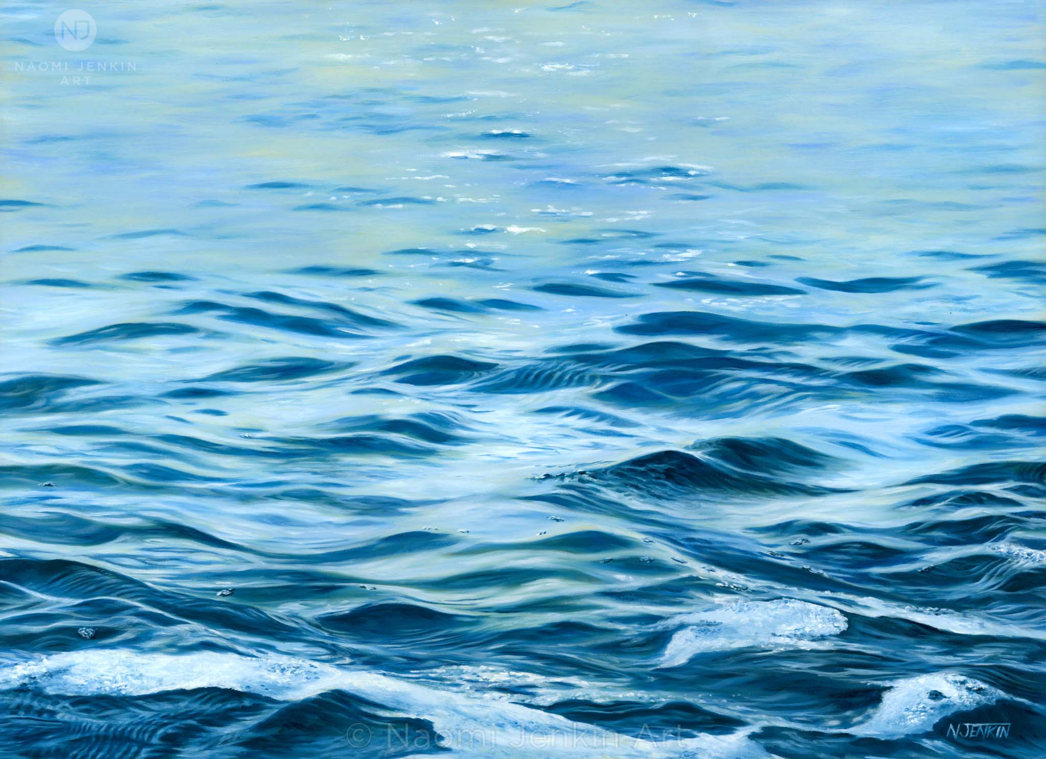 Calm ocean ripples seascape painting 