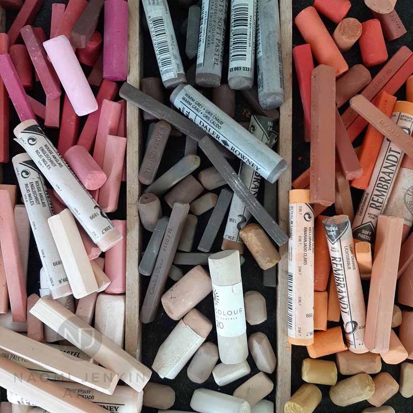 Chalk pastel sticks.