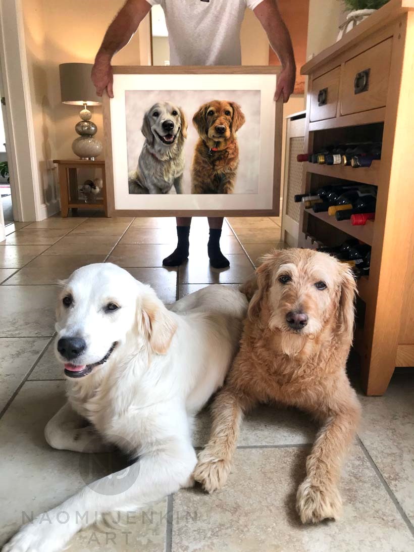 Dog portrait by UK pet portrait artist Naomi Jenkin. 
