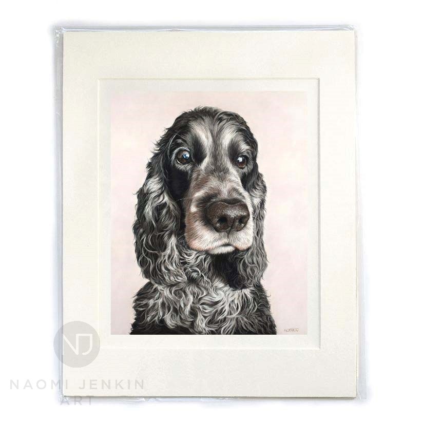 Giclee print of pet portrait by Naomi Jenkin Art. 