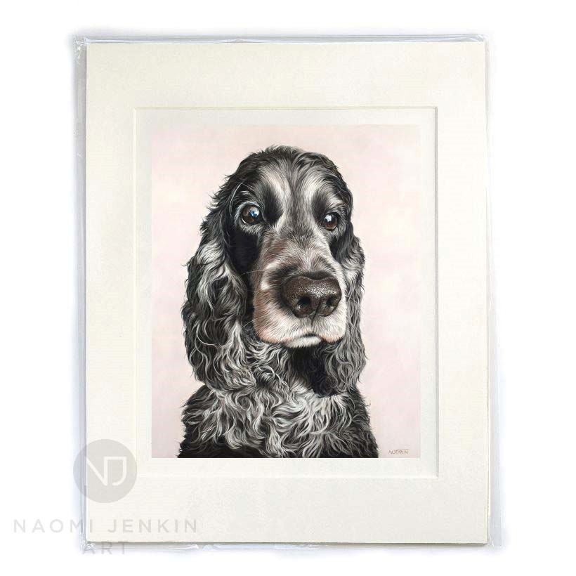 Giclee print of pet portrait by Naomi Jenkin Art.