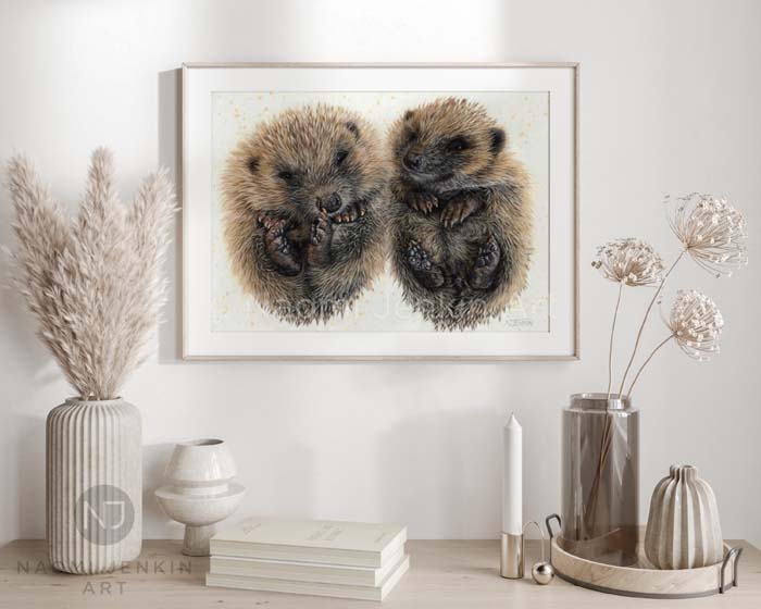 Hedgehog art print by Naomi Jenkin. 